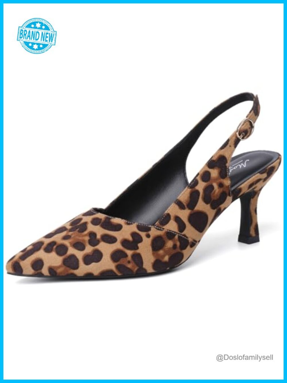 Kitten Heels Women Slingback Pointed Closed Toe Pump Faux Leather